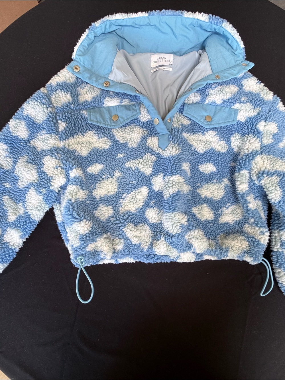 Urban Outfitters UO Cloud Nine Sherpa Popover Jacket Blue Clouds S